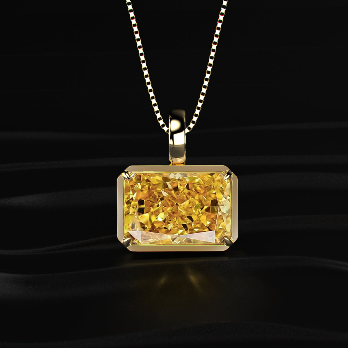 Yellow Radiant Cut Solitaire Bezel Pendant