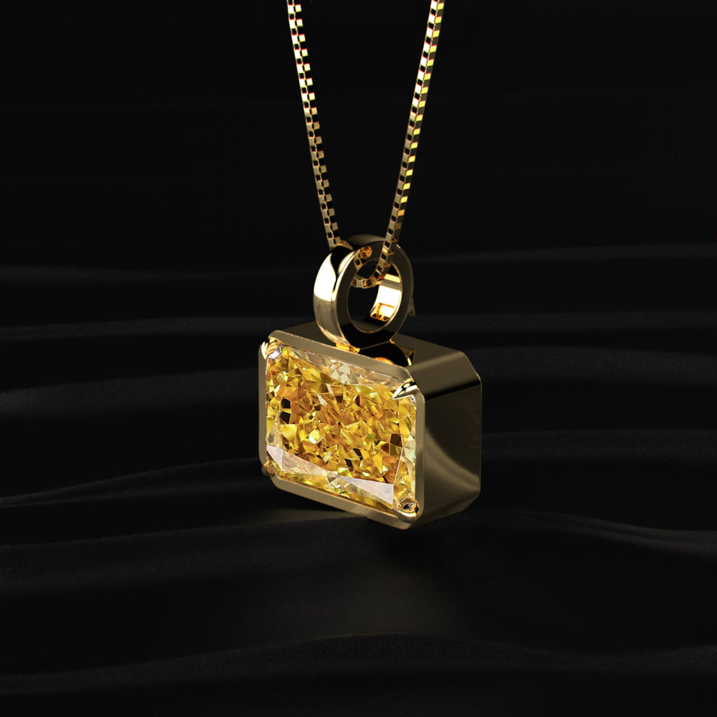 Yellow Radiant Cut Solitaire Bezel Pendant