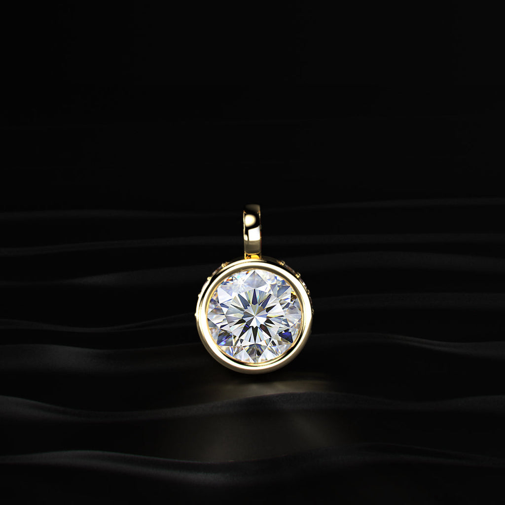 Round Solitaire Bezel Pendant With Hidden Halo