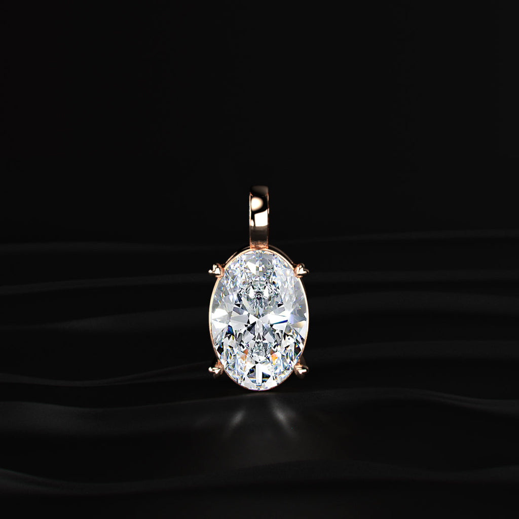 Oval Diamond Solitaire Pendant