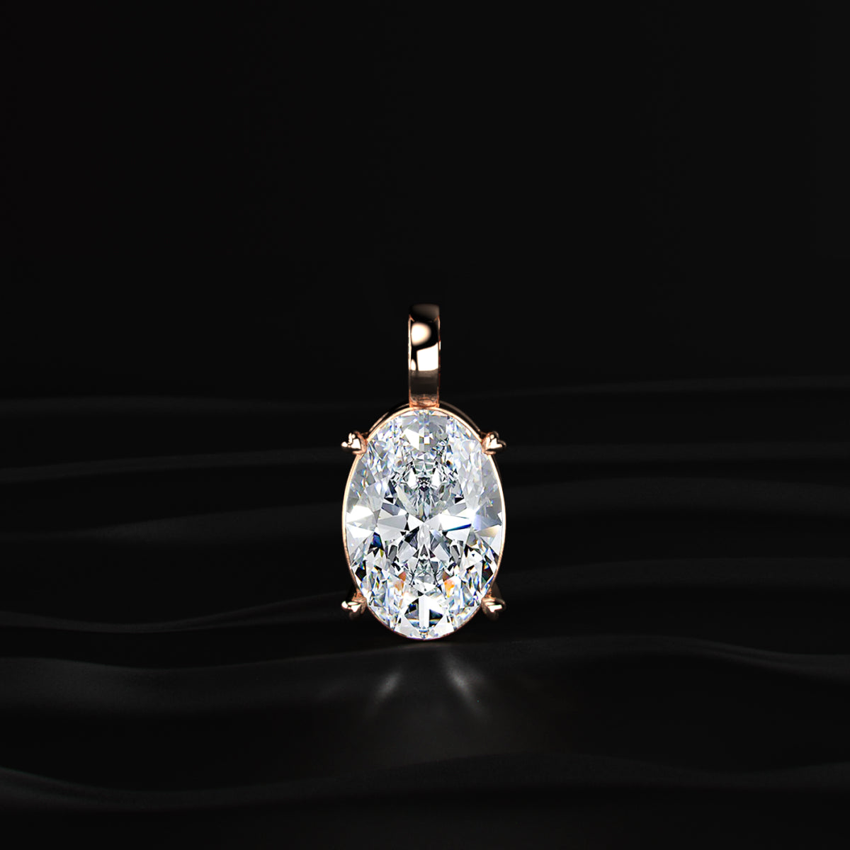 Oval Diamond Solitaire Pendant