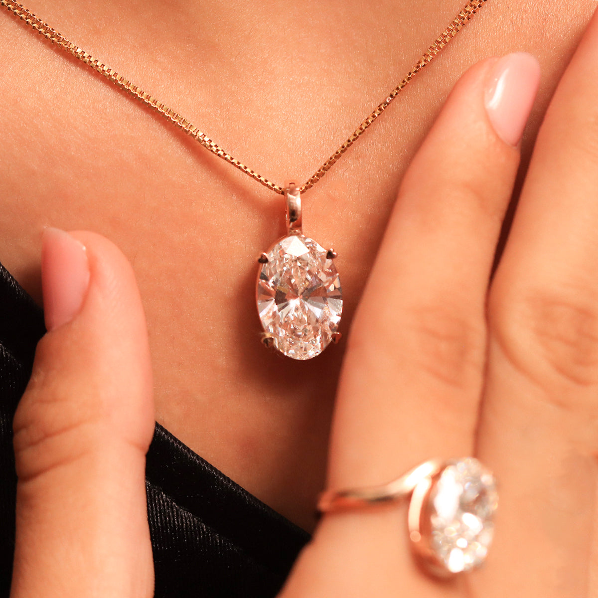 Oval Diamond Solitaire Pendant
