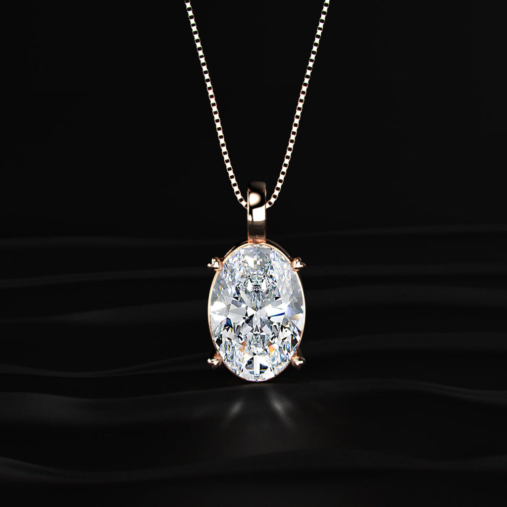 Oval Diamond Solitaire Pendant