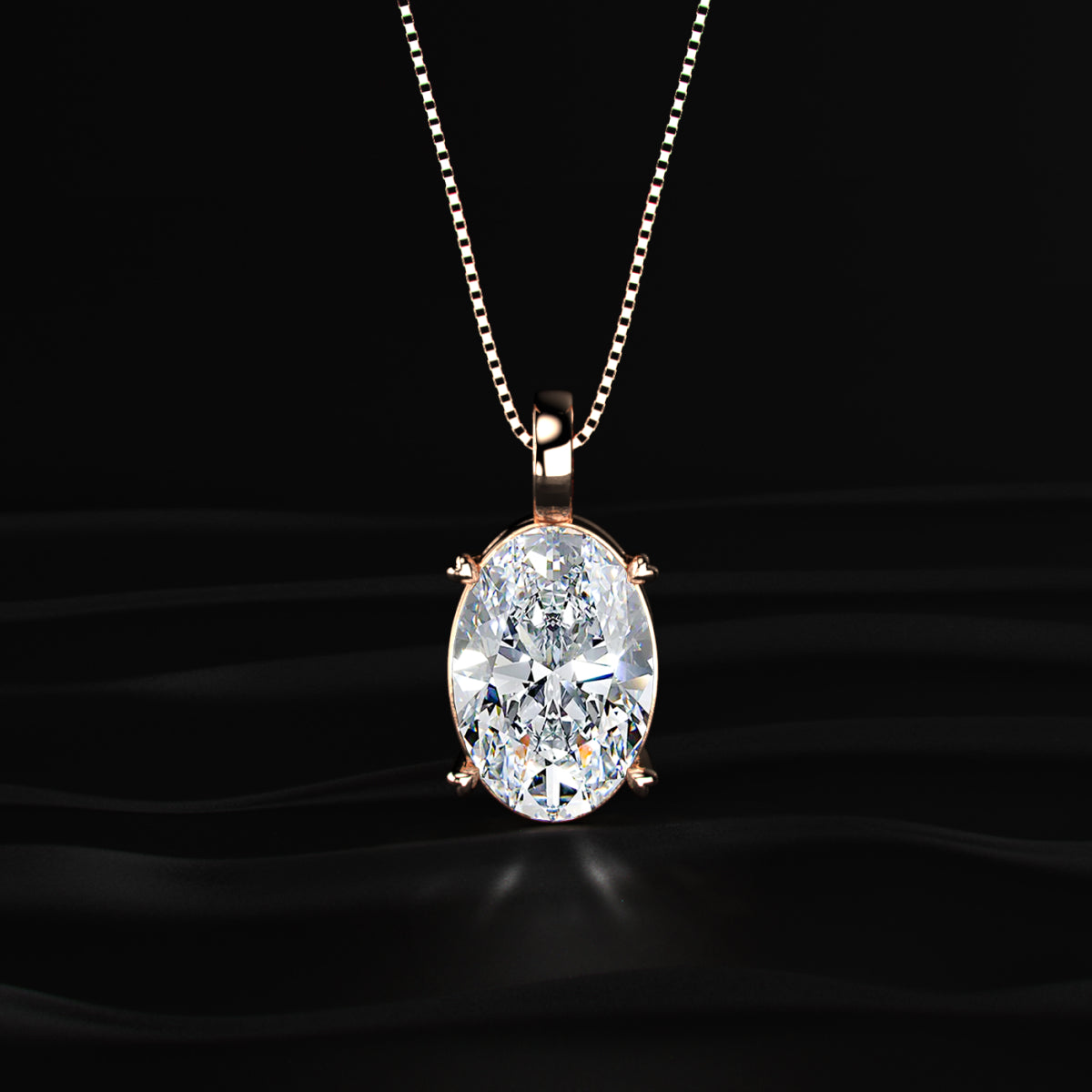 Oval Diamond Solitaire Pendant