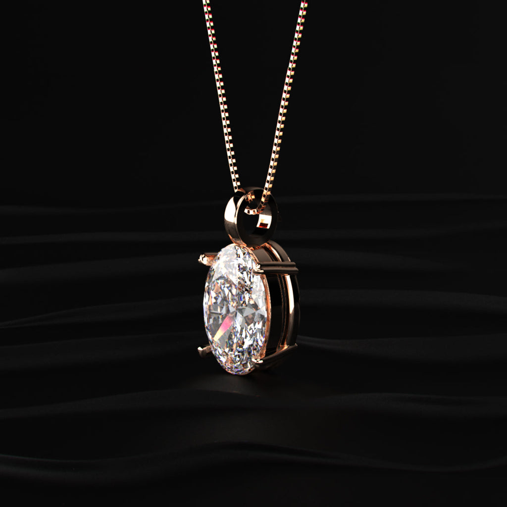 Oval Diamond Solitaire Pendant