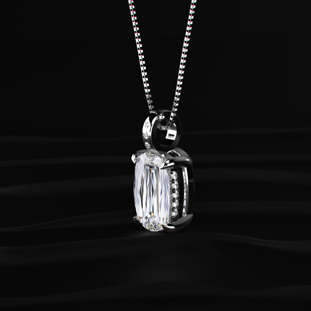 Mixed Cushion Cut Diamond Solitaire Pendant With Hidden Halo