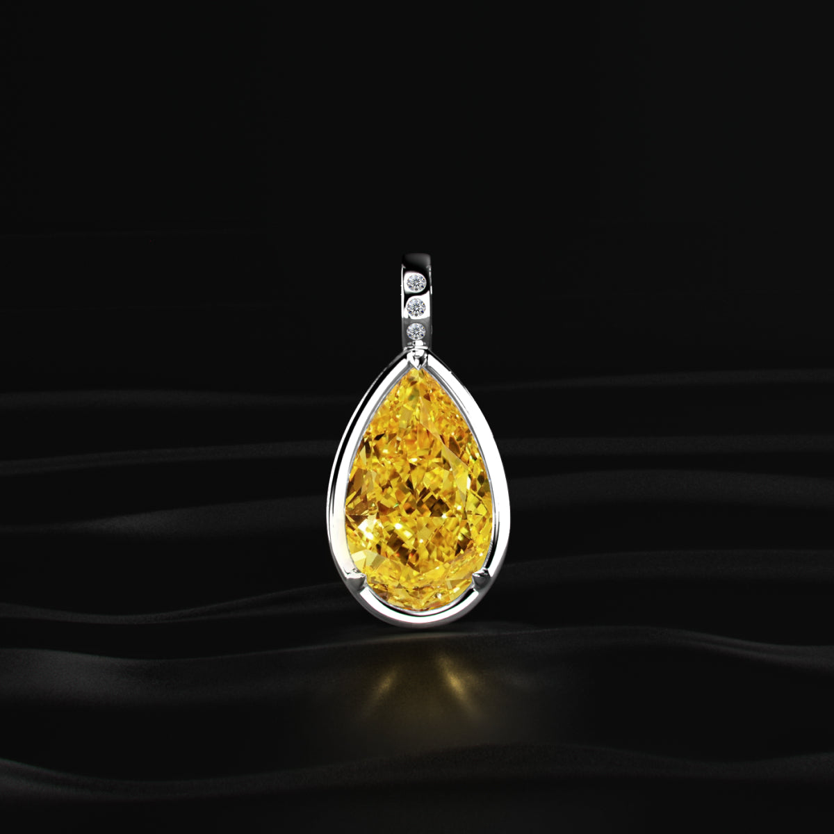 Yellow Pear Lab Diamond Bezel Solitaire Pendant
