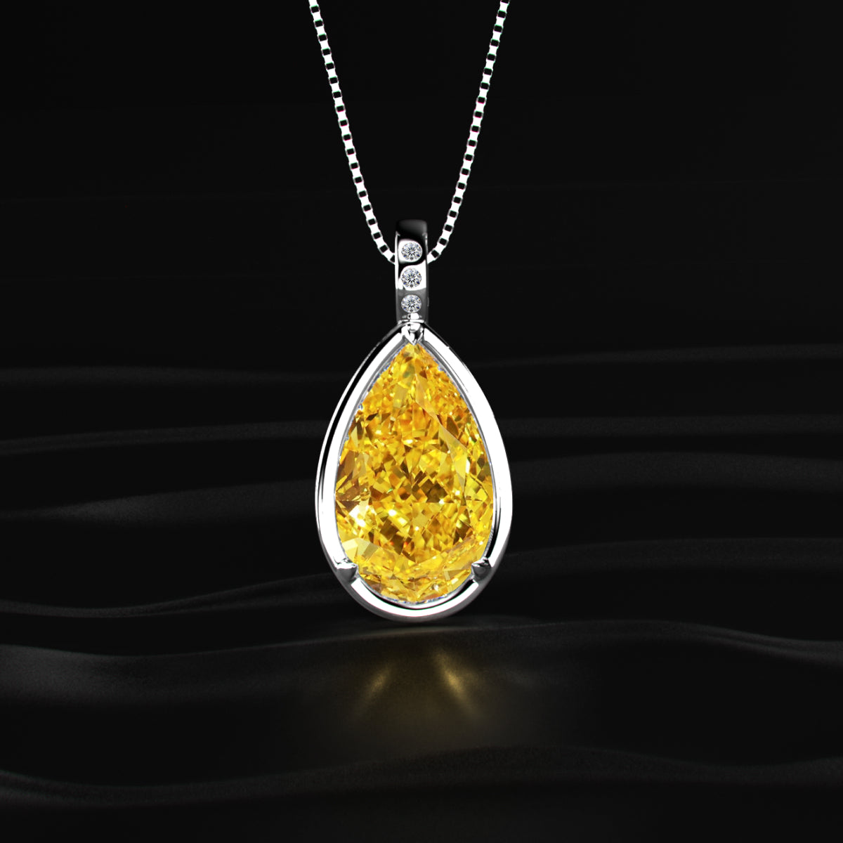 Yellow Pear Lab Diamond Bezel Solitaire Pendant