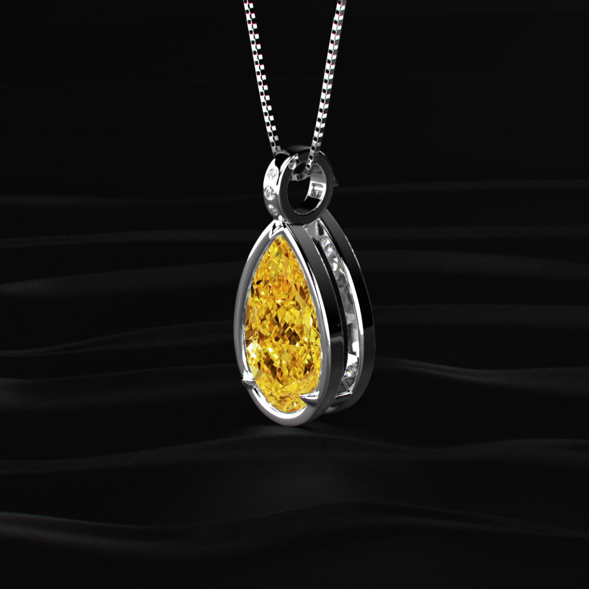 Yellow Pear Lab Diamond Bezel Solitaire Pendant