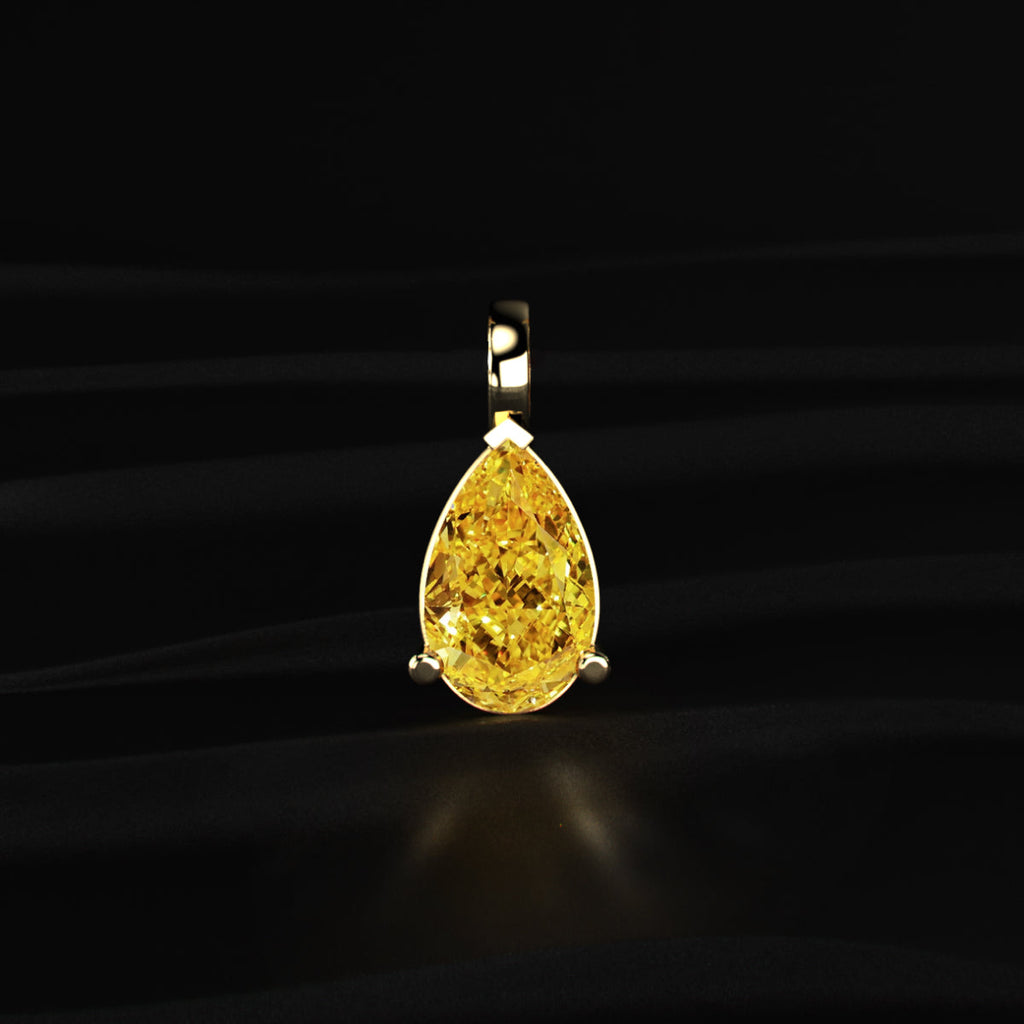 Yellow Pear Shape Solitaire Pendant