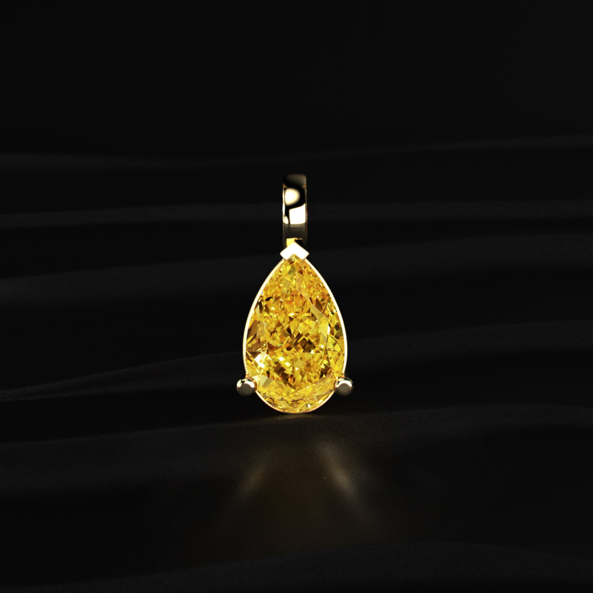 Yellow Pear Shape Solitaire Pendant