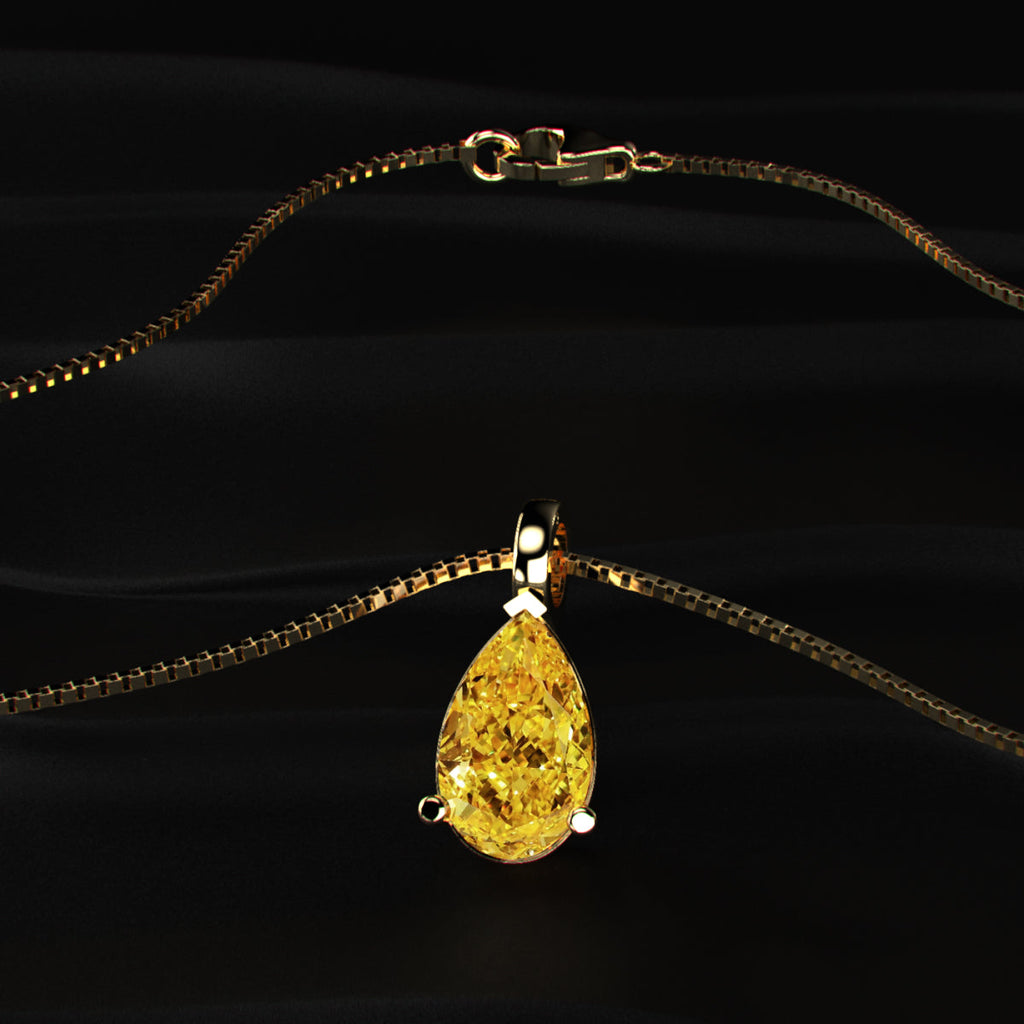 Yellow Pear Shape Solitaire Pendant
