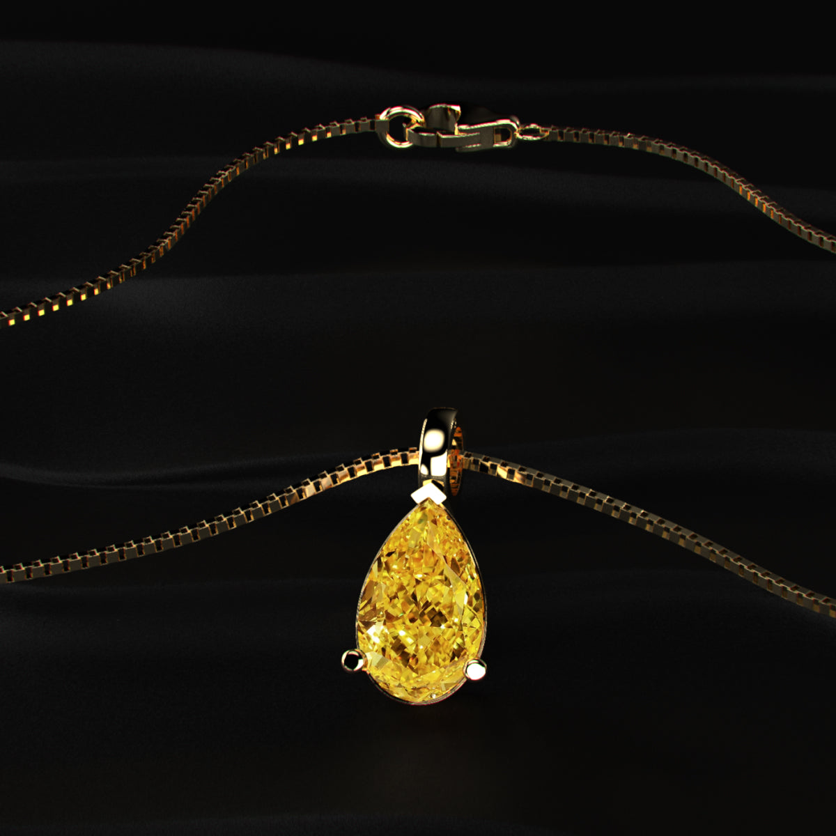 Yellow Pear Shape Solitaire Pendant