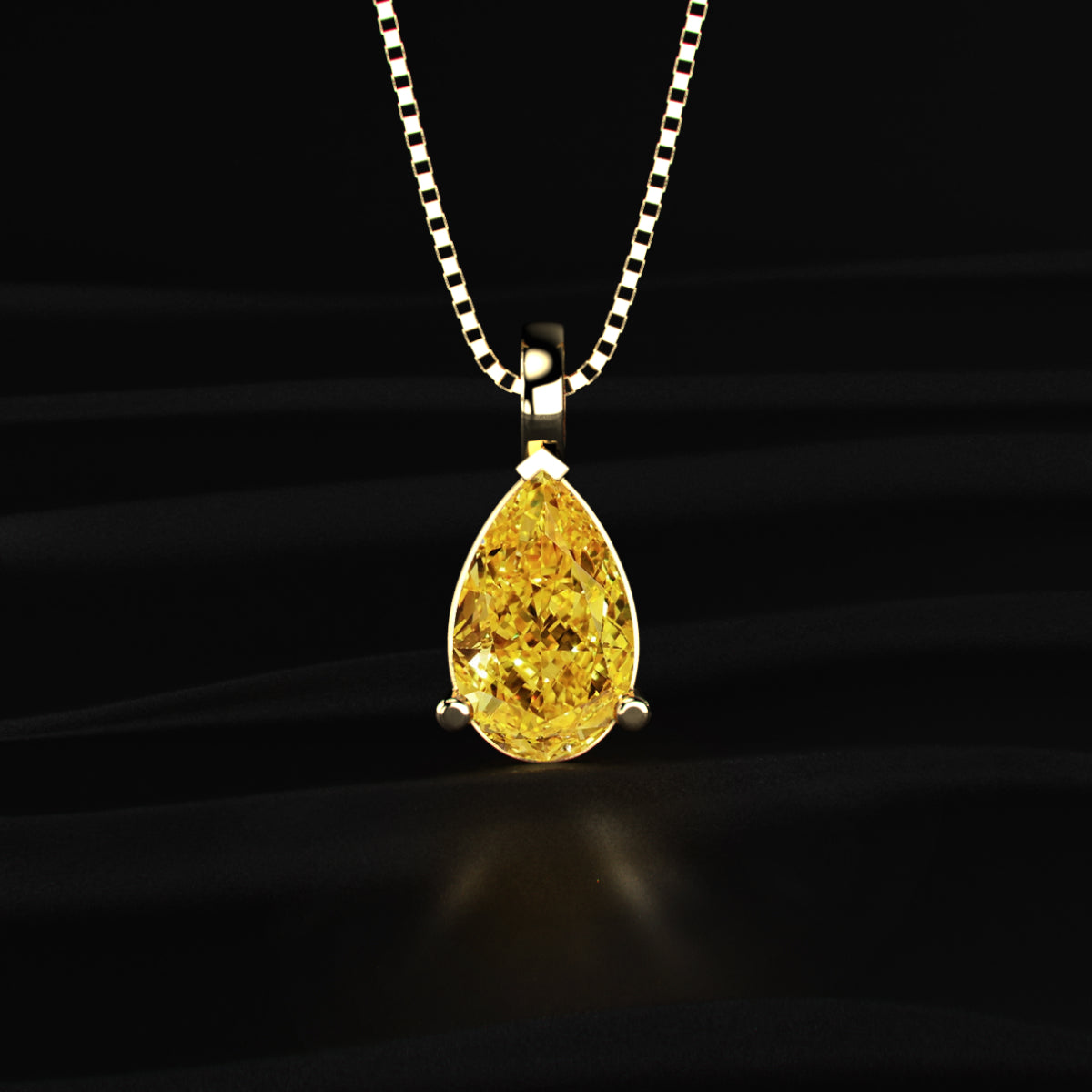 Yellow Pear Shape Solitaire Pendant