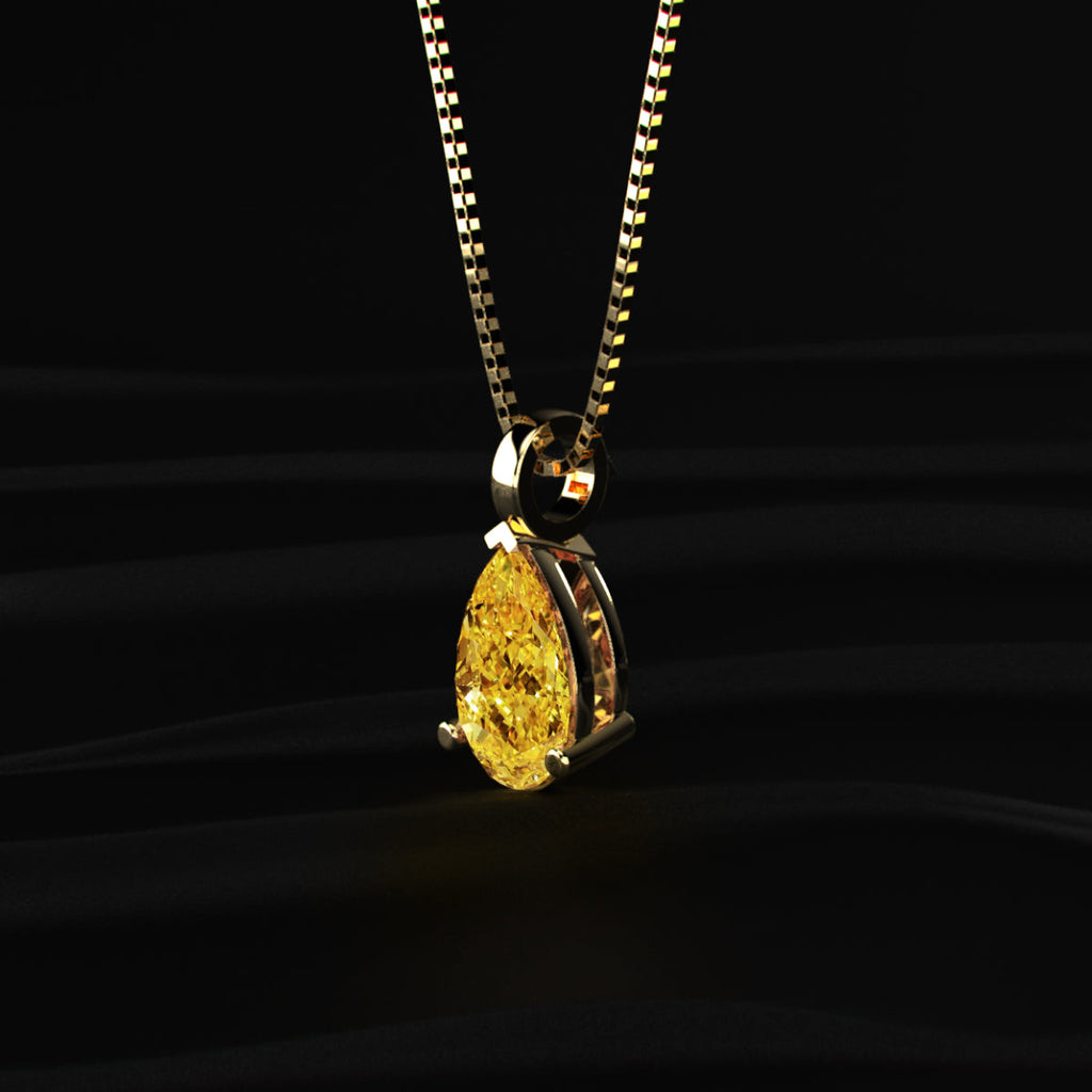 Yellow Pear Shape Solitaire Pendant