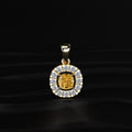 Yellow Cushion Diamond Pendant With Halo