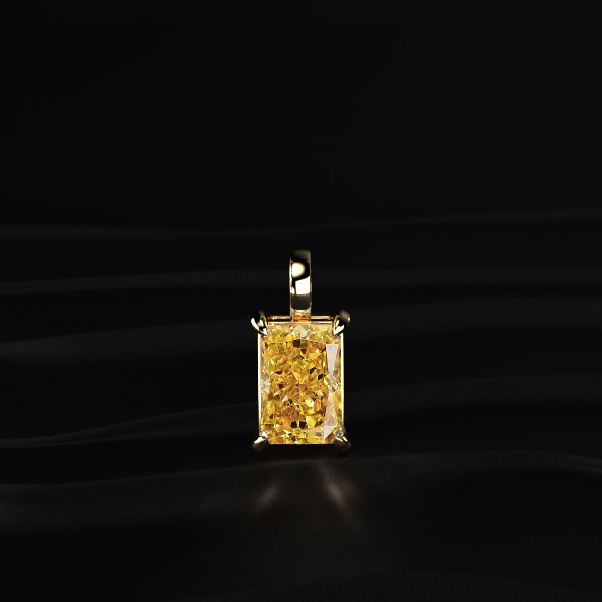 Yellow Radiant Diamond Solitaire Pendant