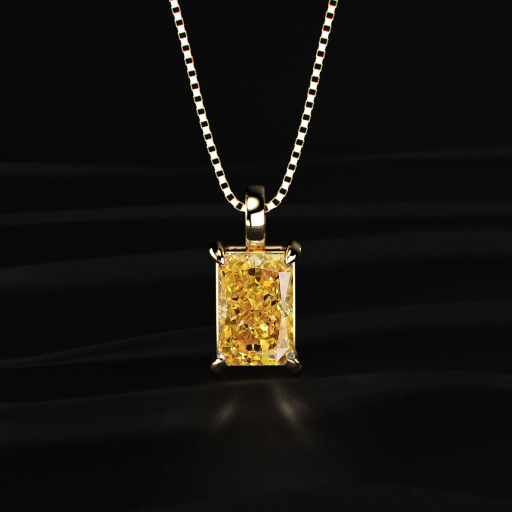 Yellow Radiant Diamond Solitaire Pendant