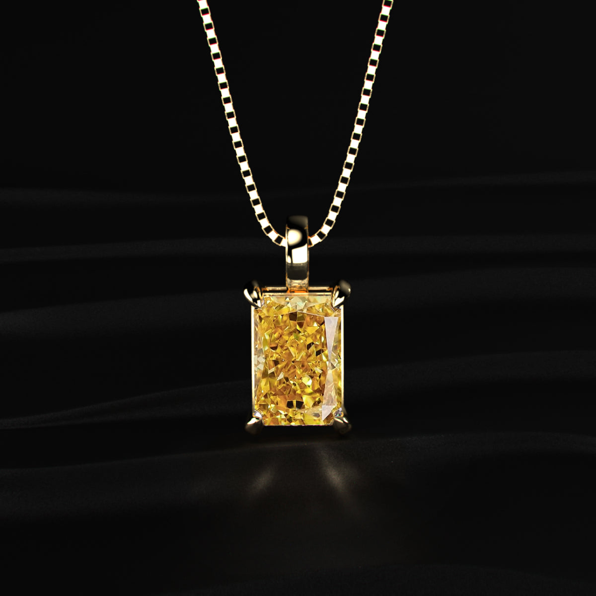 Yellow Radiant Diamond Solitaire Pendant