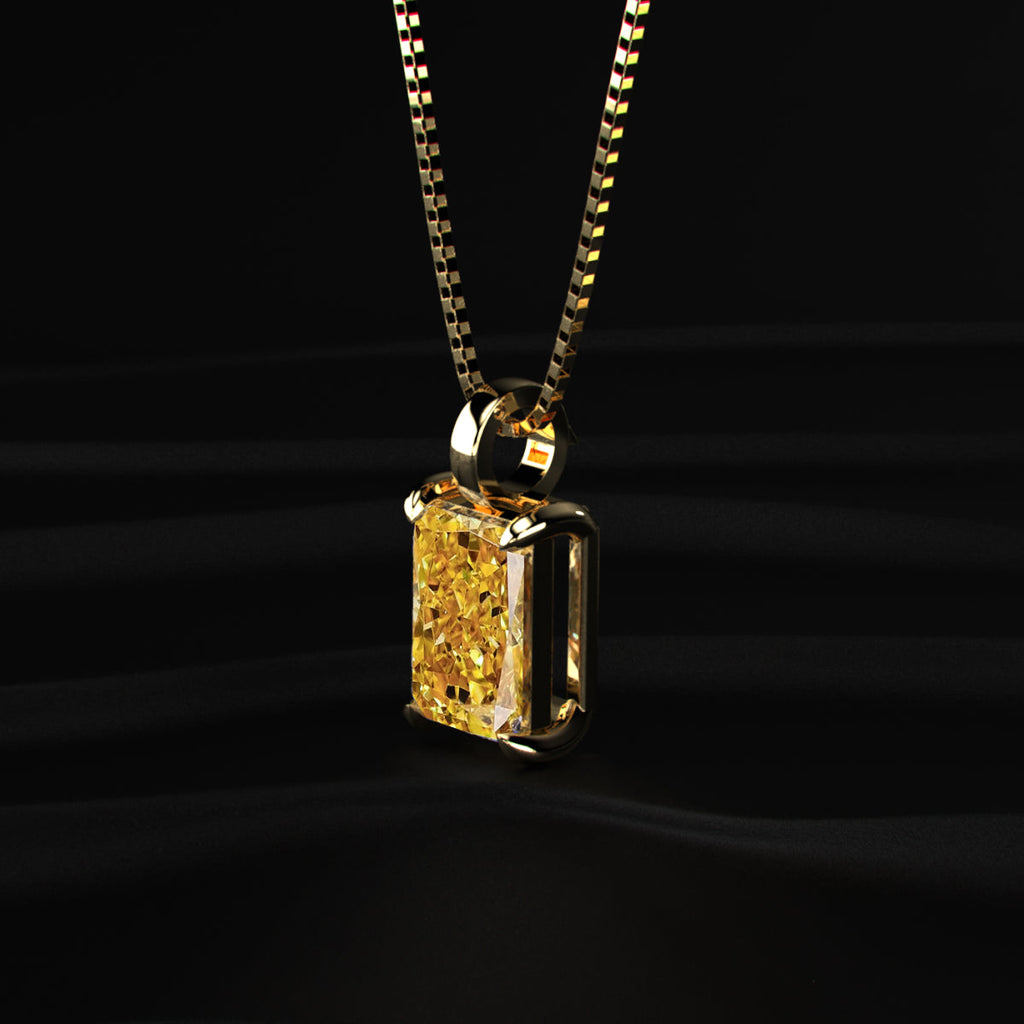 Yellow Radiant Diamond Solitaire Pendant