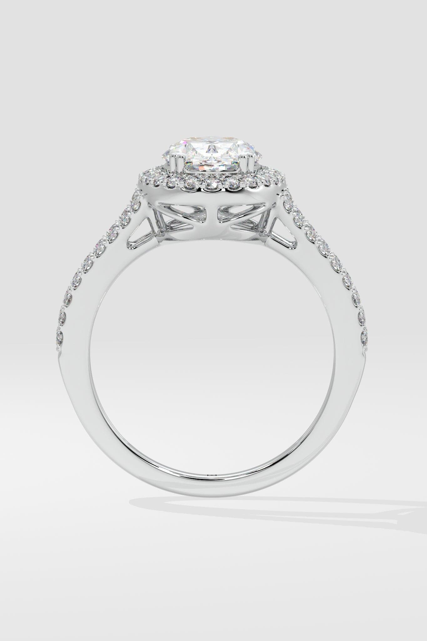 1.5 ct Oval Halo Split Shank Ring