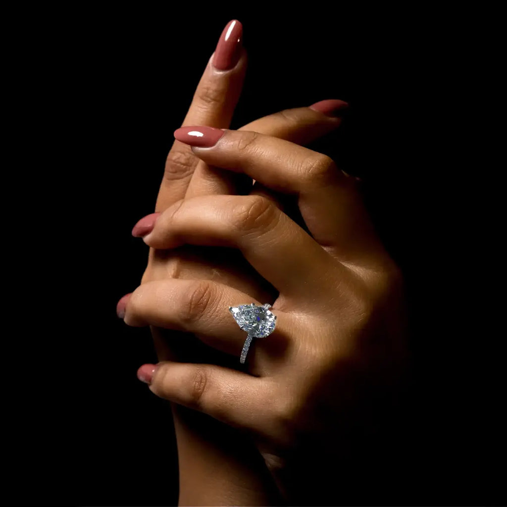 Pear Hidden Halo Engagement Ring