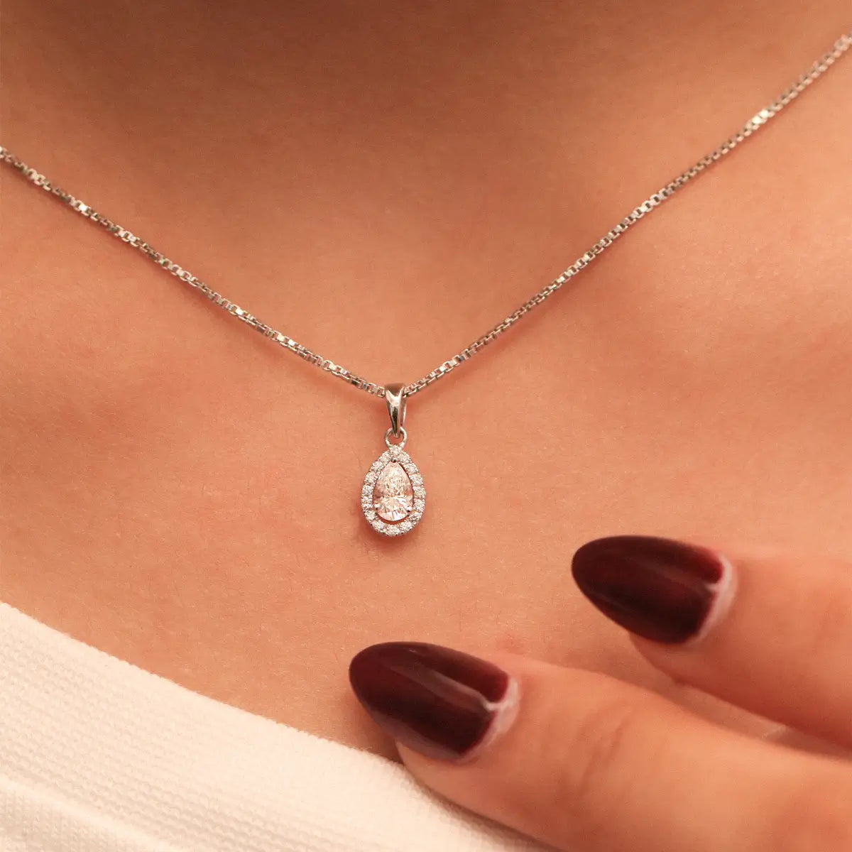 Pear Diamond Halo Pendant