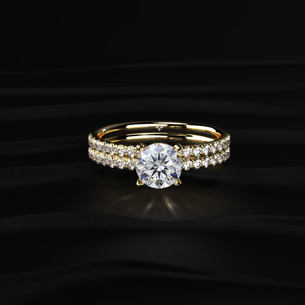 Round Solitaire Double Shank Ring