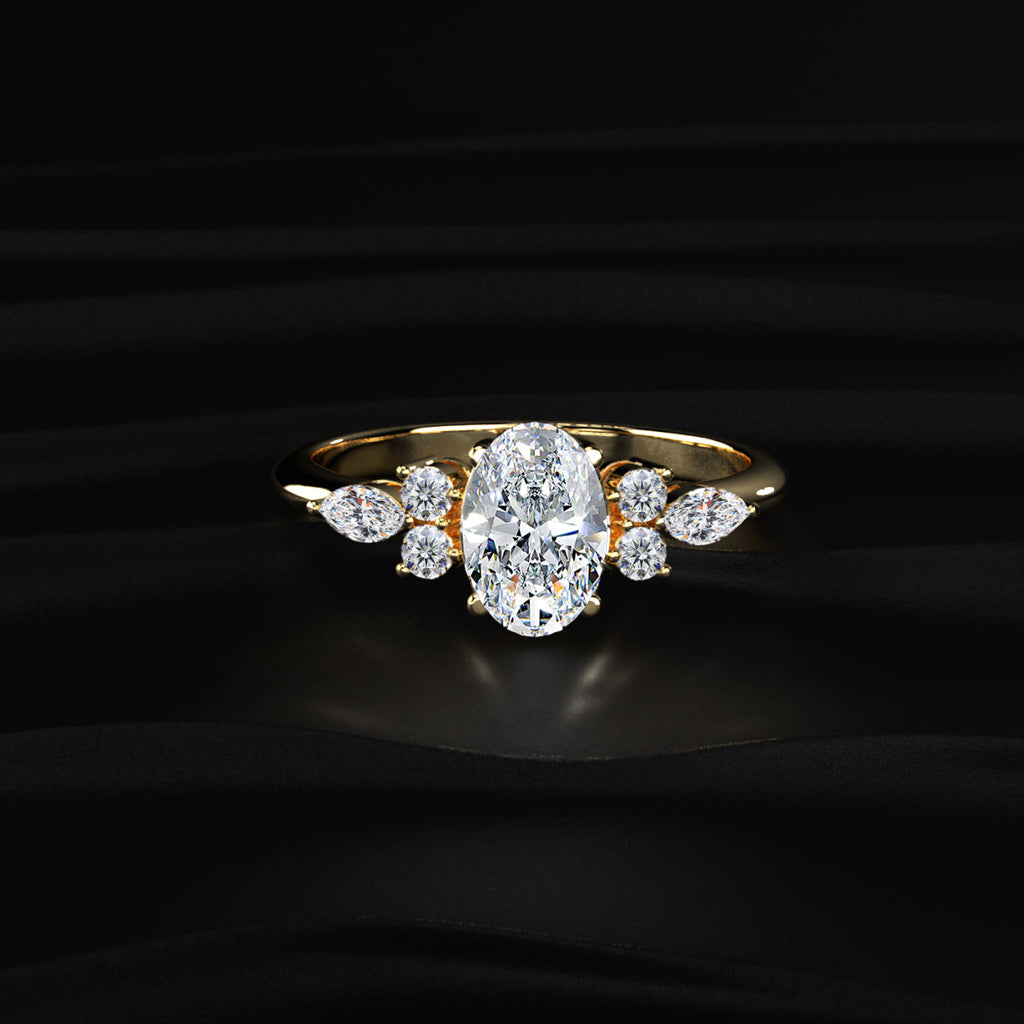 Oval Engagement Ring with Side Accents