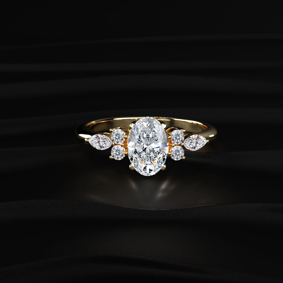 Oval Engagement Ring with Side Accents