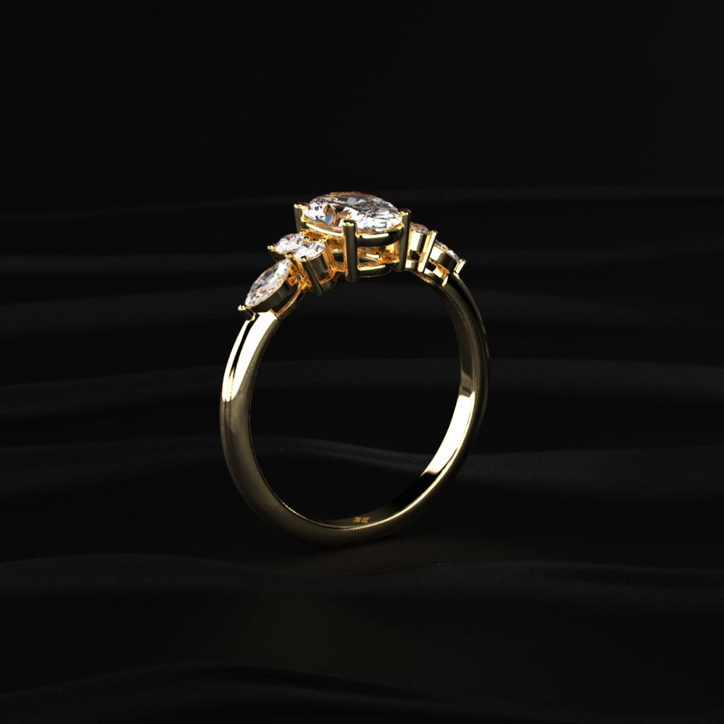 Oval Engagement Ring with Side Accents
