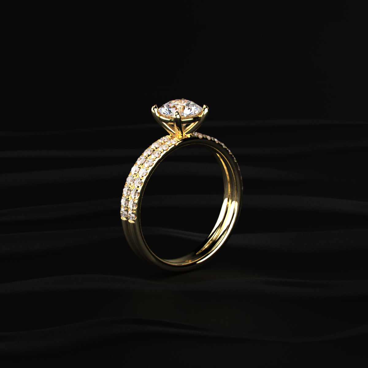 Round Solitaire Double Shank Ring