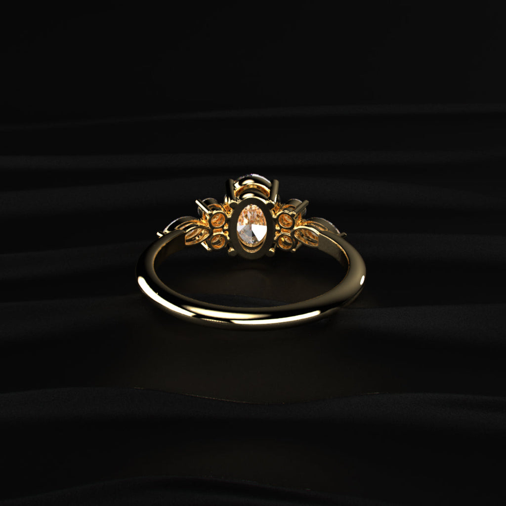 Oval Engagement Ring with Side Accents