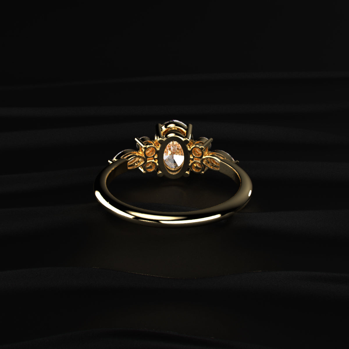 Oval Engagement Ring with Side Accents