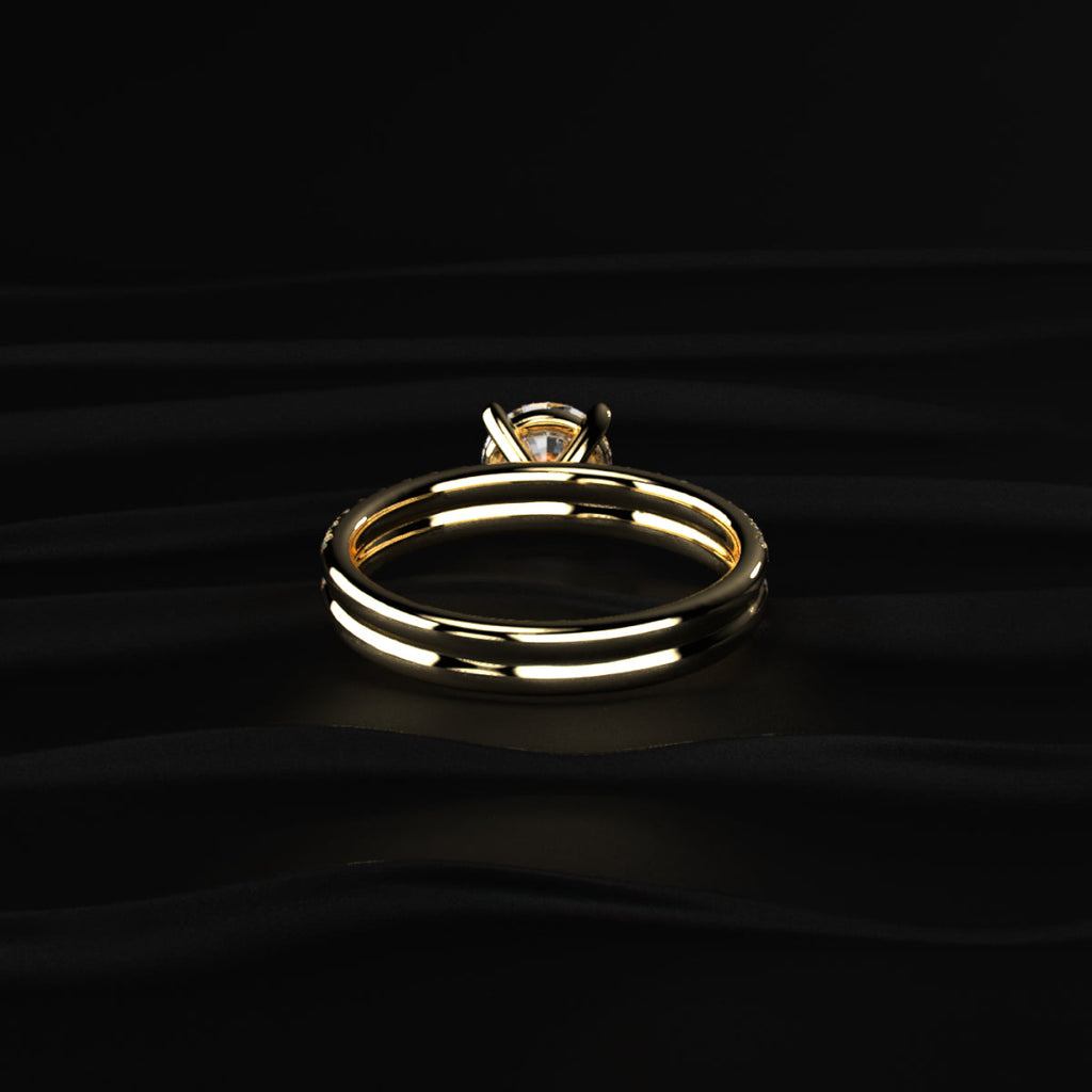 Round Solitaire Double Shank Ring