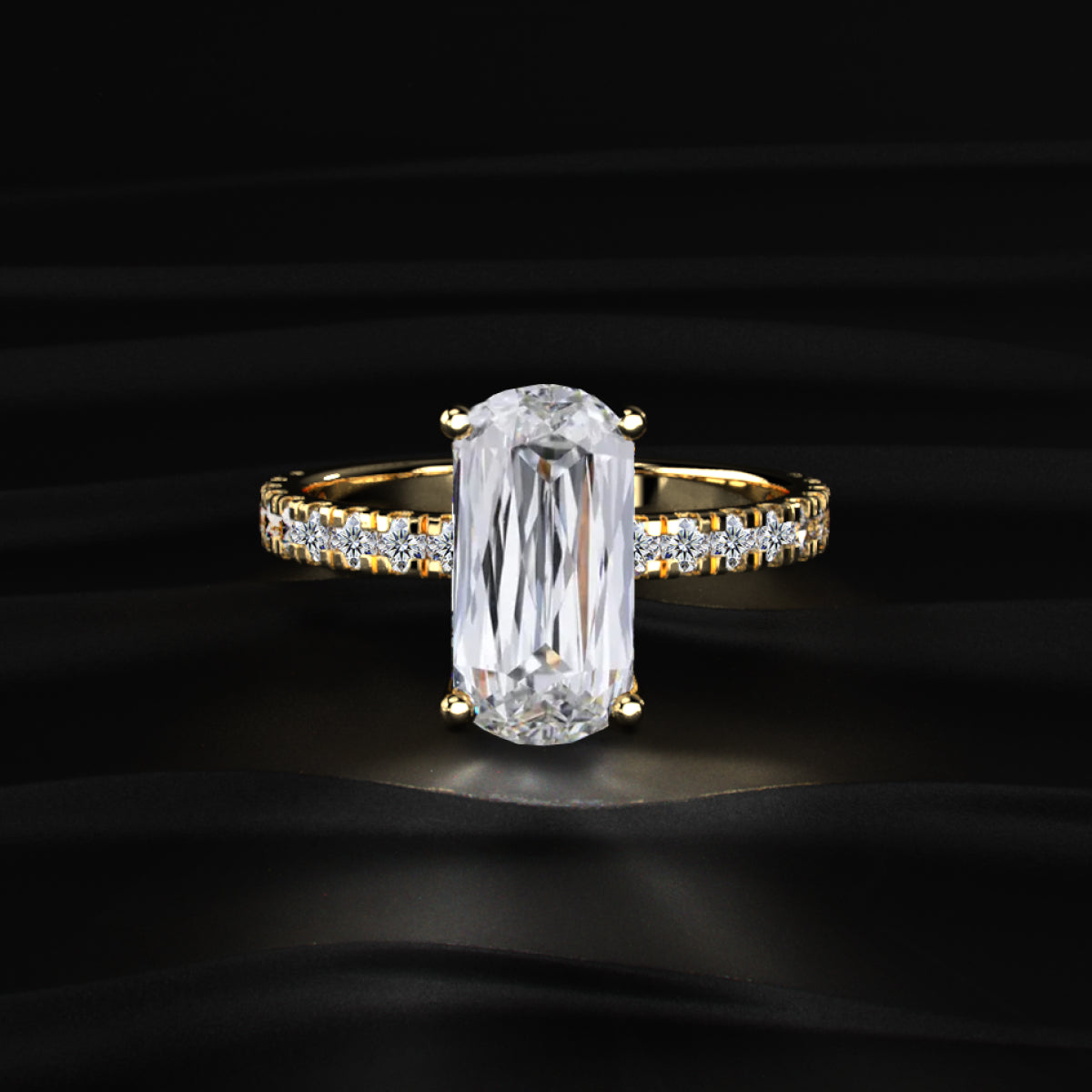 Basket of Mixed Cushion Solitaire Ring