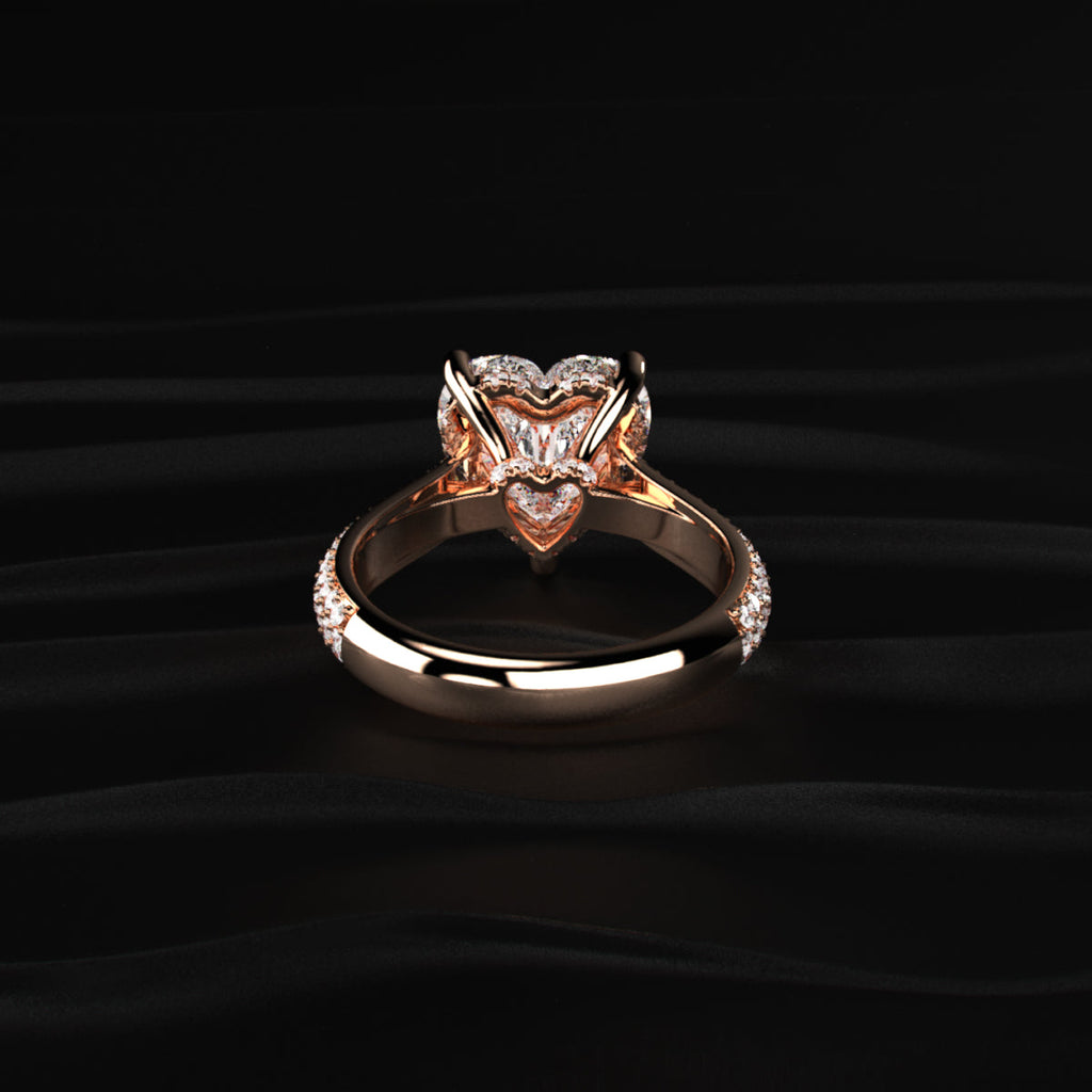 Heart Shaped Hidden Halo Engagement Ring