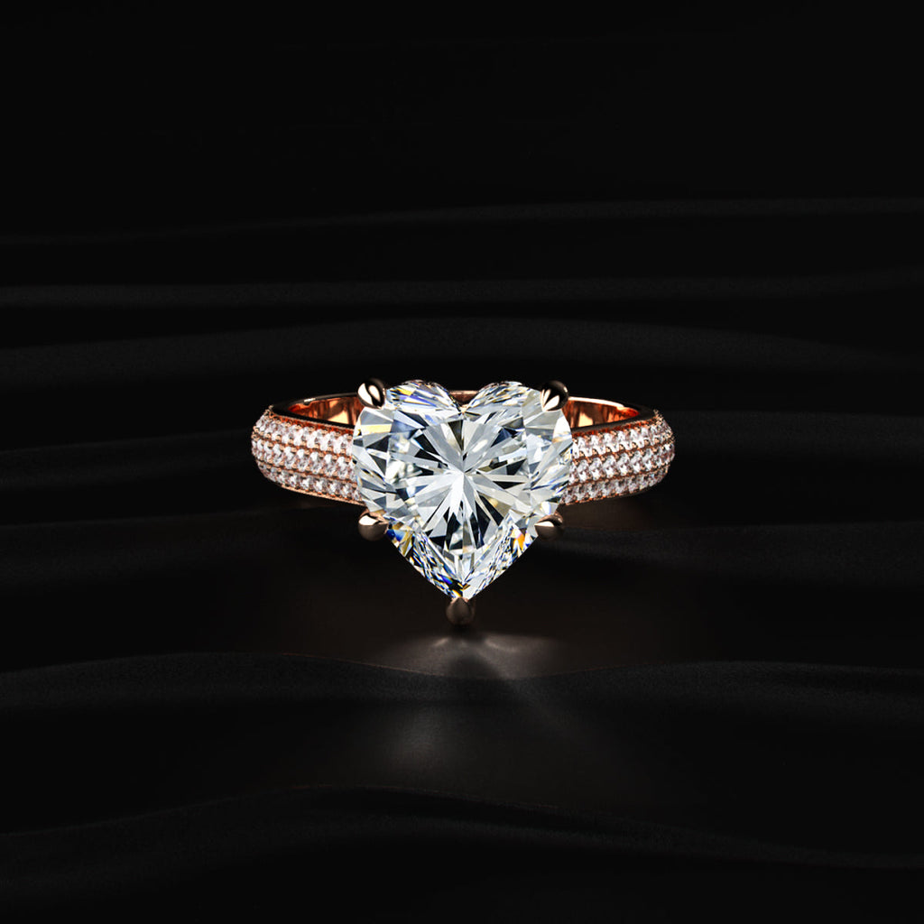Heart Shaped Hidden Halo Engagement Ring