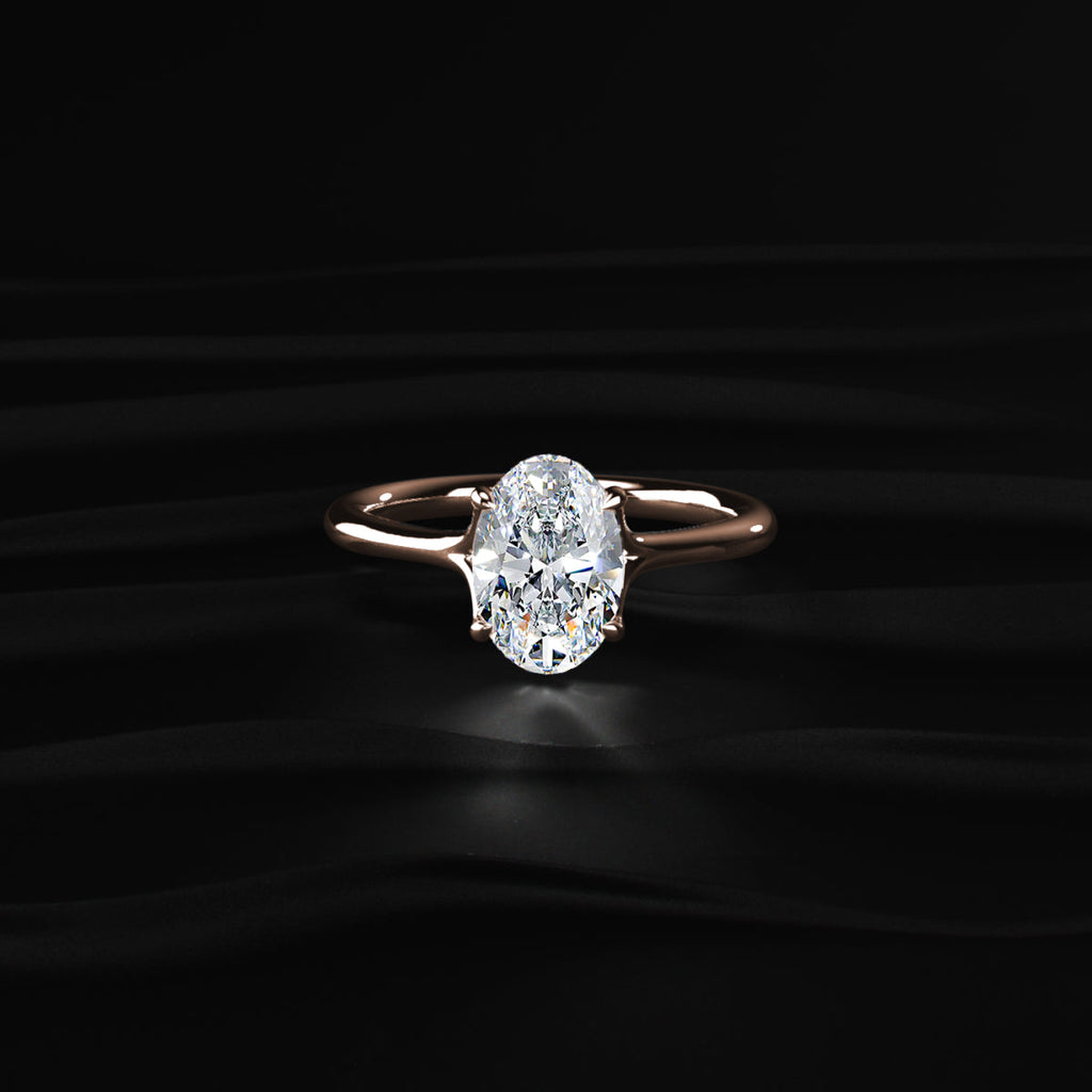 Oval Solitaire Engagement Ring With Mystique Stone