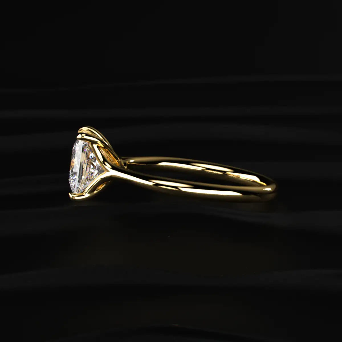 Princess Solitaire Split Shank Engagement Ring