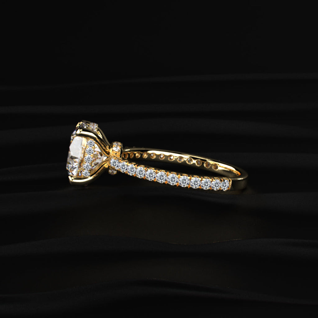 Round Diamond Ring With Hidden Halo