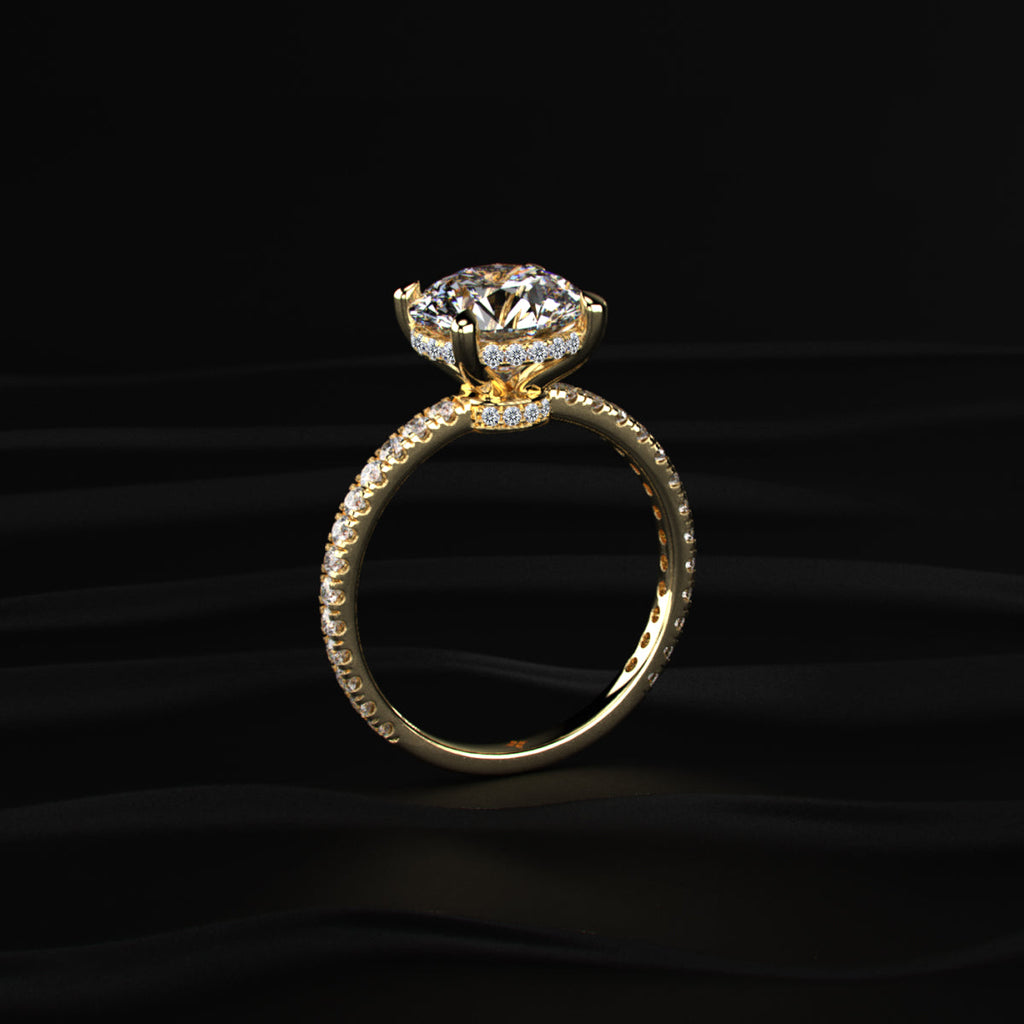 Round Diamond Ring With Hidden Halo