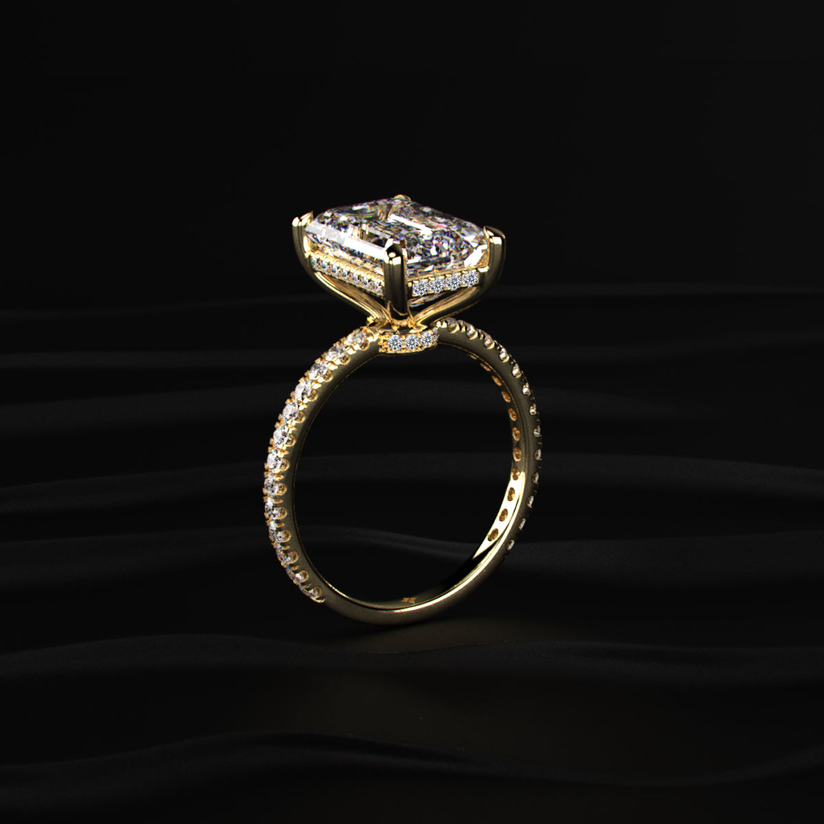 Radiant Engagement Ring Hidden Halo