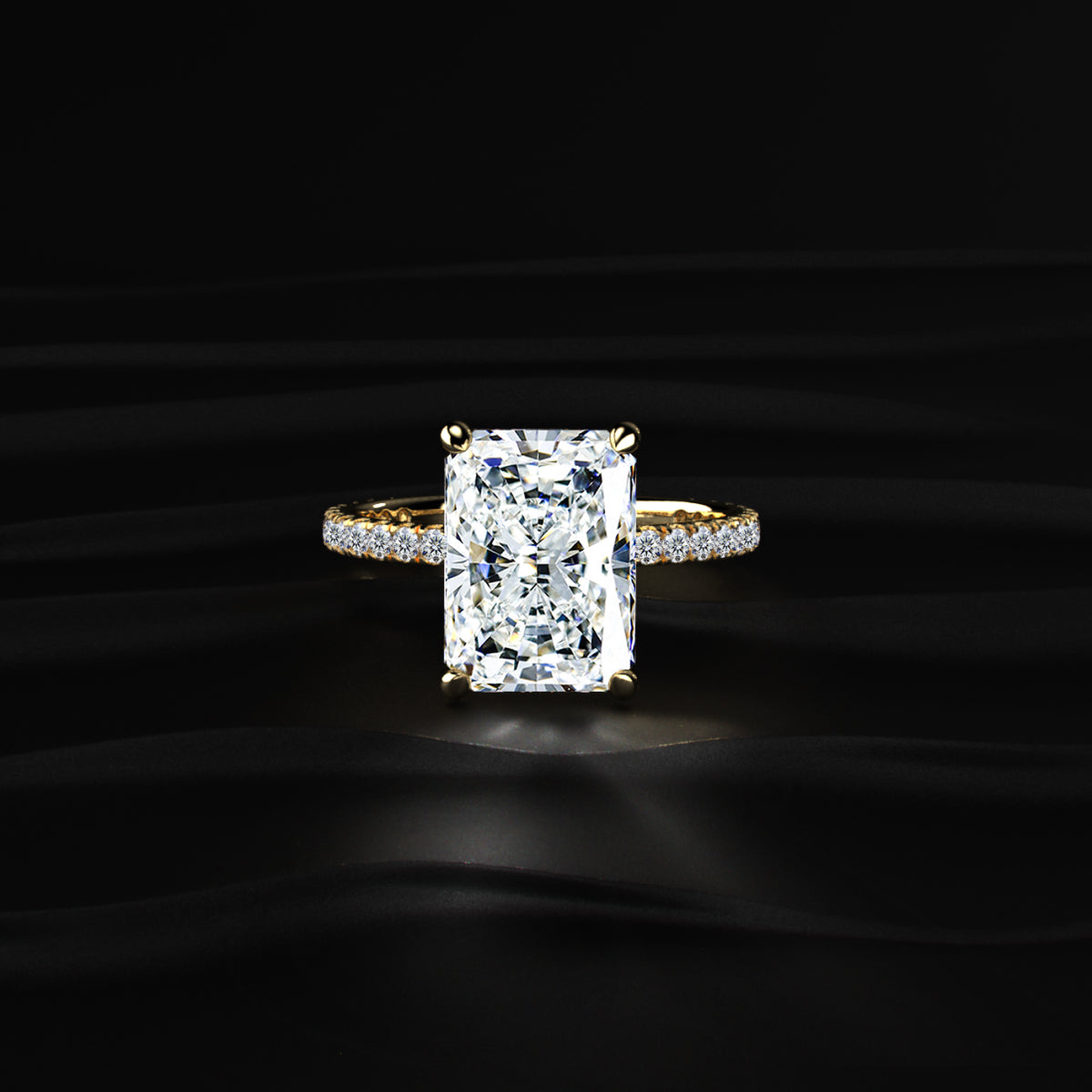 Radiant Engagement Ring Hidden Halo