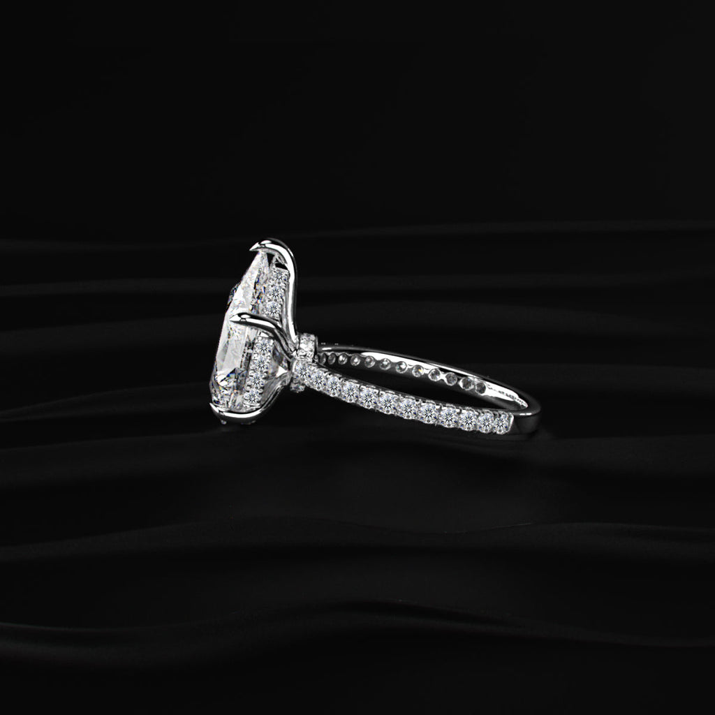 Pear Hidden Halo Engagement Ring