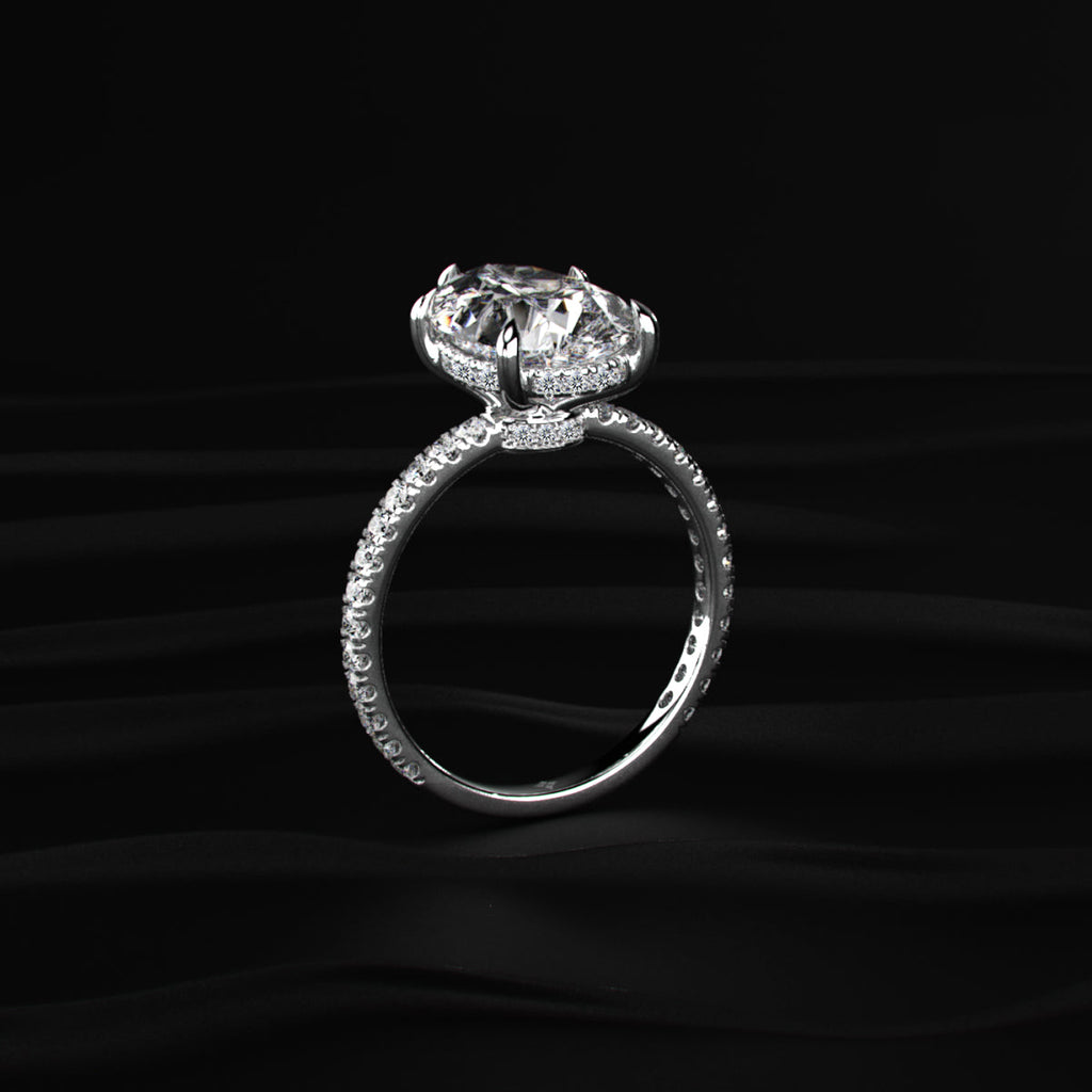 Pear Hidden Halo Engagement Ring