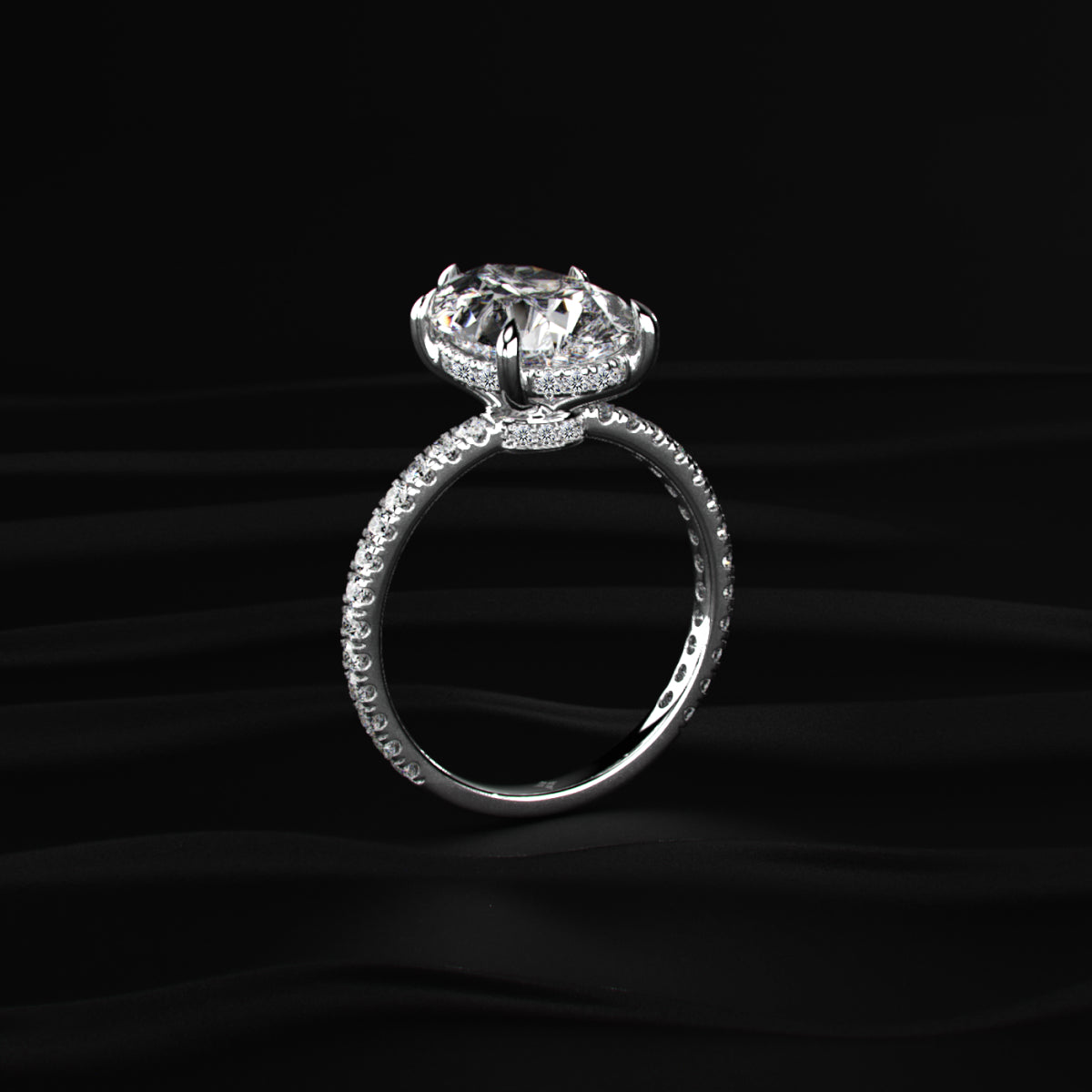 Pear Hidden Halo Engagement Ring