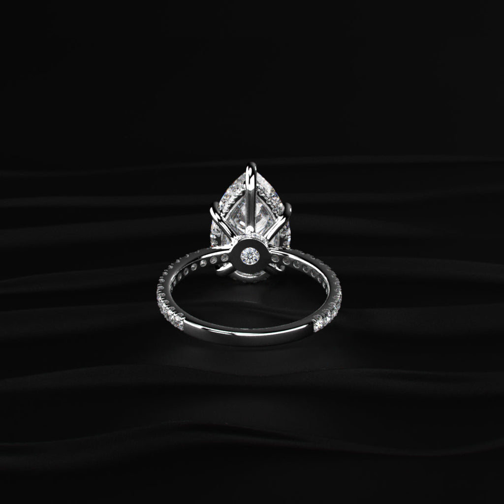 Pear Hidden Halo Engagement Ring