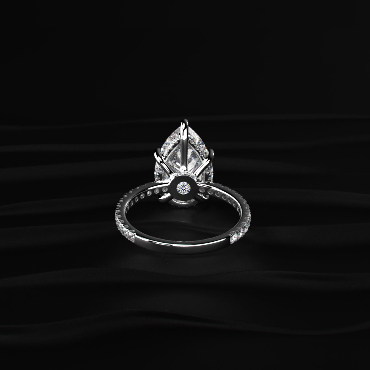 Pear Hidden Halo Engagement Ring