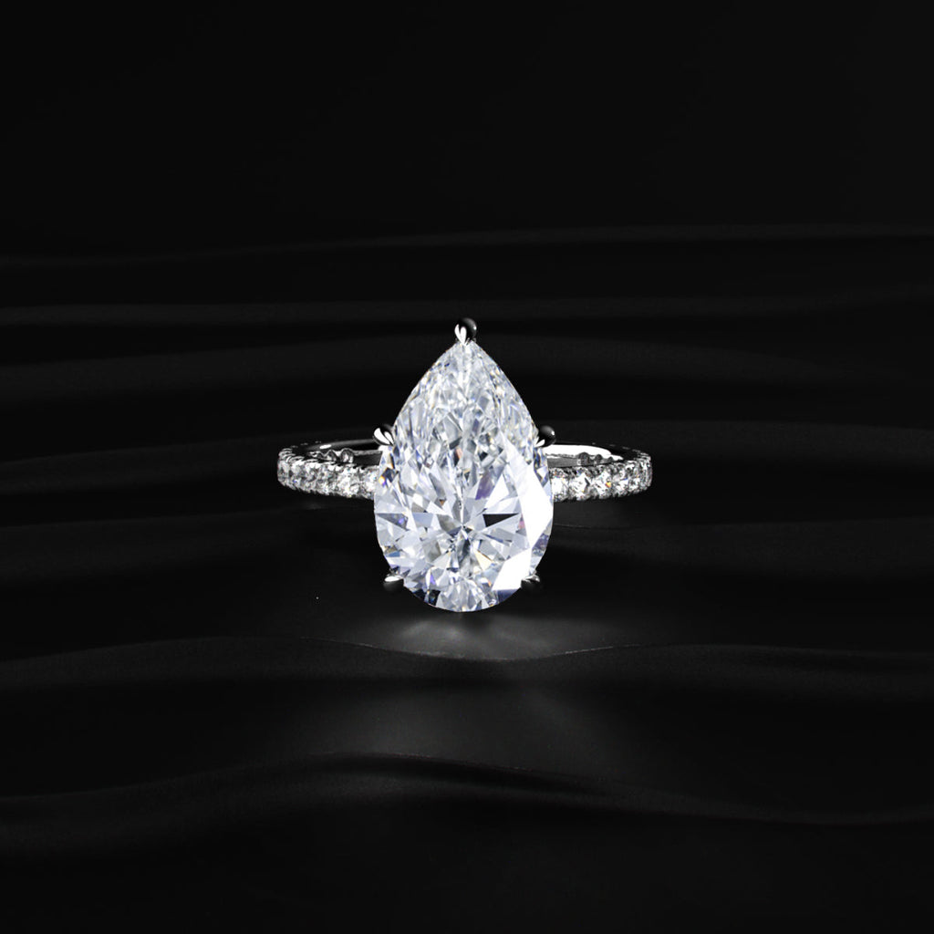 Pear Hidden Halo Engagement Ring